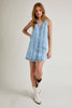 Sleeveless V-Neck Button Down Denim Mini Dress | Denim