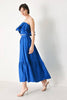 Solid Woven Midi Skirt | Blue