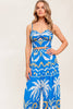 Printed Woven Crop Top and Pant Set | Blue