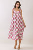 Floral Print Back Smocked Tie Strap Midi Dress | Cream