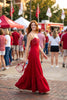 Corset Inspired Maxi Dress with Braided Shoulder Strap | Red