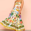 Tropical Print Maxi Swing Beach Dress