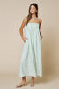 Stripe Print Pleated Spaghetti Straps Maxi Dress  Cream & Matcha