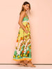 Tropical Print Maxi Swing Beach Dress