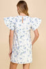 Chic Dress with Peplum Ruffle Sleeves - Back Button Closure