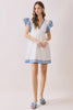 Contrast Embroidered Flutter Sleeve Babydoll Dress | White