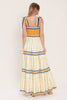 Printed woven maxi dress | Camel Stripe