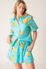 Printed Woven Top and Short Set | Turquoise