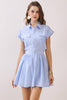 Striped Shirt Style Side to Back Cutout Mini Dress | Light Blue
