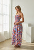 Smocked Bodice Print Midi Dress | Blue Multi
