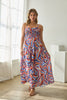 Smocked Bodice Print Midi Dress | Blue Multi
