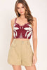 Printed Woven Top and Skirt Set | Burgundy