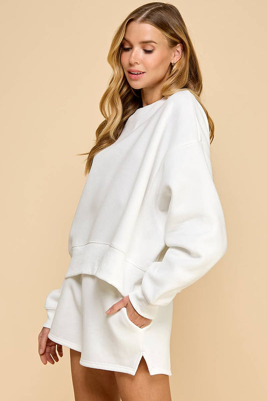 Dropped Shoulder Sweatshirt | White
