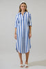 Jordy Striped Shirt Midi Dress | Blue & White
