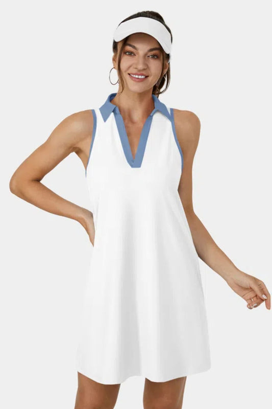 golf dress in white with collar