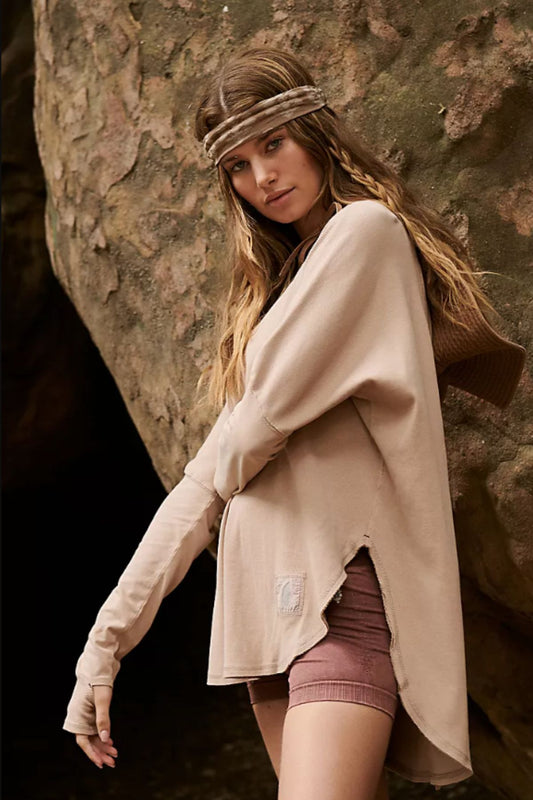 Free People Movement's 'Simply Layer' in Doe shade with high-low hemline.