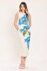 Floral Mesh Midi Dress | Ivory & Blue