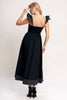 Solid Woven Midi Dress | Black