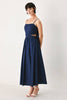 Solid Woven Midi Dress | Navy