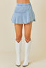 Wrap Front Denim Mini Skort with Ruffles |  Washed Denim