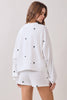 Allover Star Embroidery Drop Shoulder Sweatshirt | White