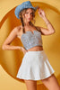 Wrap Front Denim Mini Skort with Ruffles | Off-White