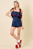 Americana Star Embroidered Romper | Navy