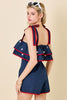 Americana Star Embroidered Romper | Navy