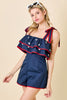 Americana Star Embroidered Romper | Navy