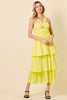 Halter Loop Tiered Midi Dress with Shirring Detail | Yellow
