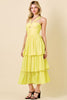 Halter Loop Tiered Midi Dress with Shirring Detail | Yellow
