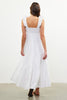 Poplin V-Neck Shirred Maxi Dress | White