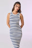Isla Striped Midi Dress | White & Navy