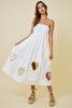 Valentines Embroidered Hearts Cut Out Midi Dress | White