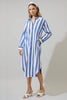 Jordy Striped Shirt Midi Dress | Blue & White