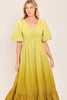 Printed Woven Maxi Dress | Ombre Yellow