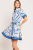 Printed Mini Dress | White & Blue