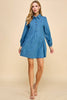 Denim Flat Felled Seam Shirt Dress | Denim Blue