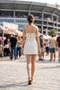Lace Trimmed Day-to-Night Mini Dress | Light Blue