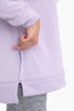 Mono B Lilac Pullover Hoodie featuring elongated side zippers.