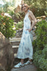 Printed Open Back Maxi Dress | Blue & Ivory