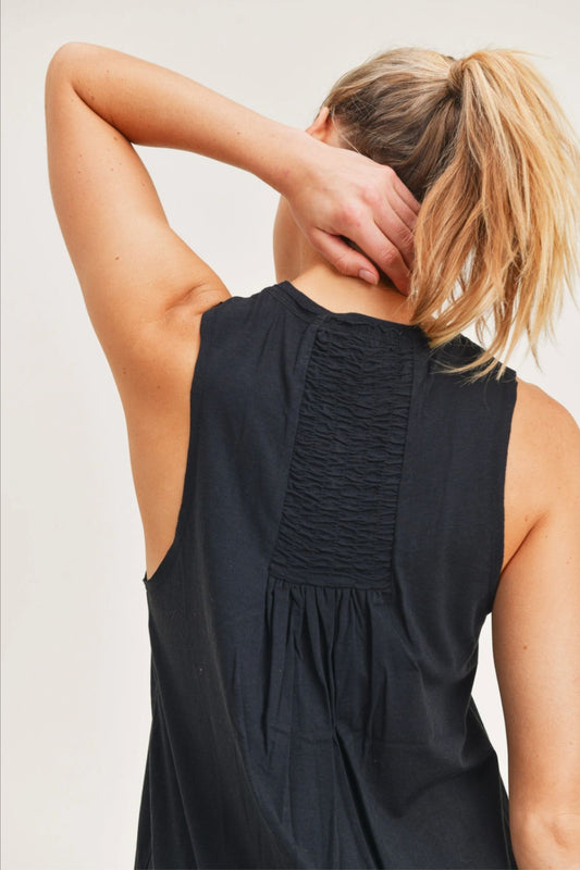 Mono B Small Black Tank Top Built In Bra Removable Pad Strappy Back Pocket‎  New