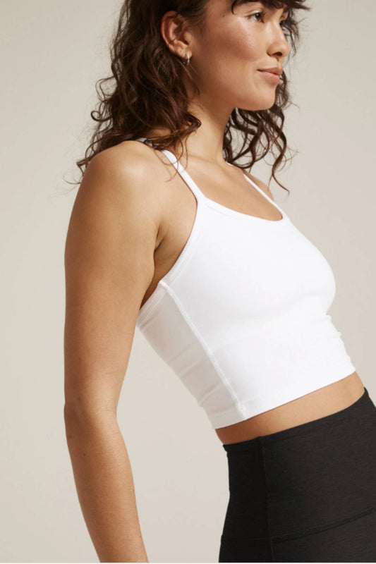 Spacedye Slim Racerback Cropped Tank | Cloud White