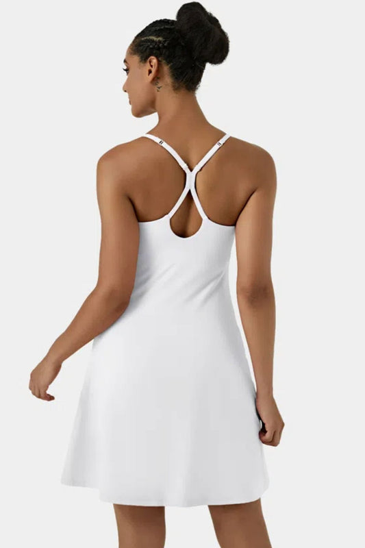 white racer back active dress