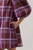 Victoria Shift Split Neck Mini Dress Plaid | Burgundy Multi
