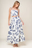 Printed Woven Top and Skirt Set | Ivory & Navy