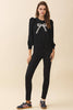 Crystal Embellished Bow Detail Sweatshirt | Black