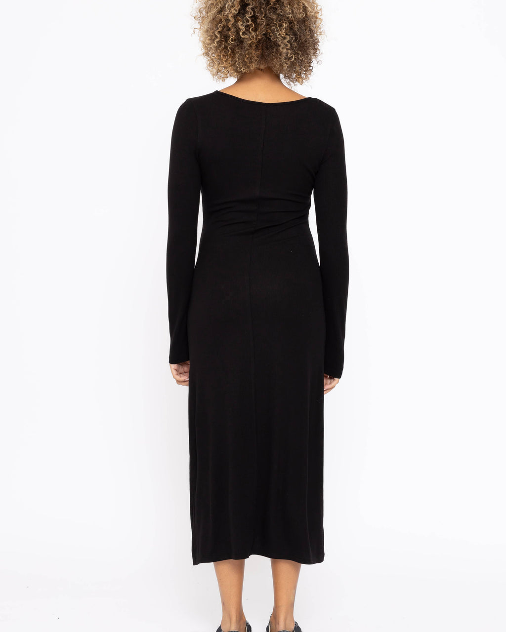 Long Sleeve Ribbed Henley Maxi Dress | Black Collected by Sarah Sullivan Long Sleeve Ribbed Henley Maxi Dress | Black Collected by Sarah Sullivan