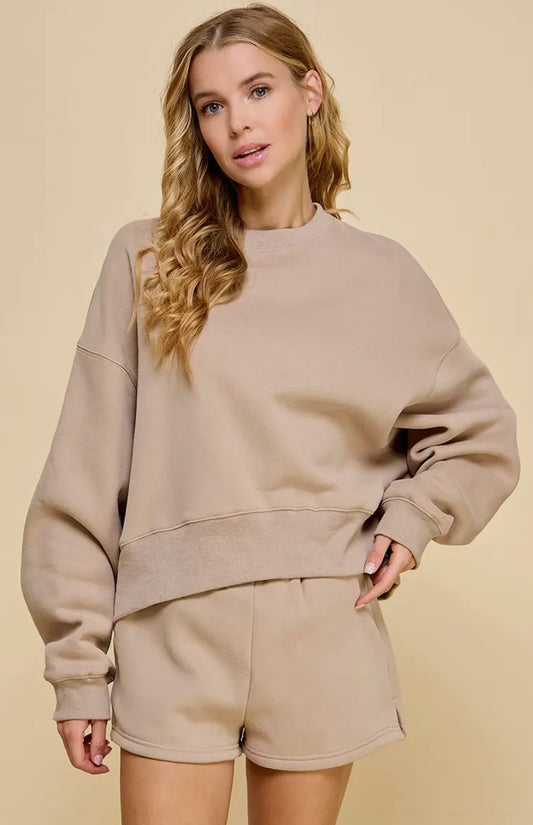 Dropped Shoulder Sweatshirt | Mocha