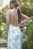 Printed Open Back Maxi Dress | Blue & Ivory